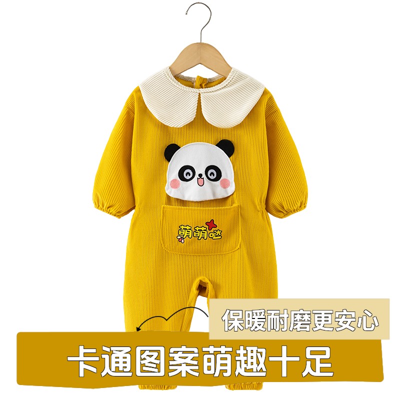 儿童罩衣宝宝哈衣爬行服儿童外穿玩耍户外防脏连体衣公主风新中式