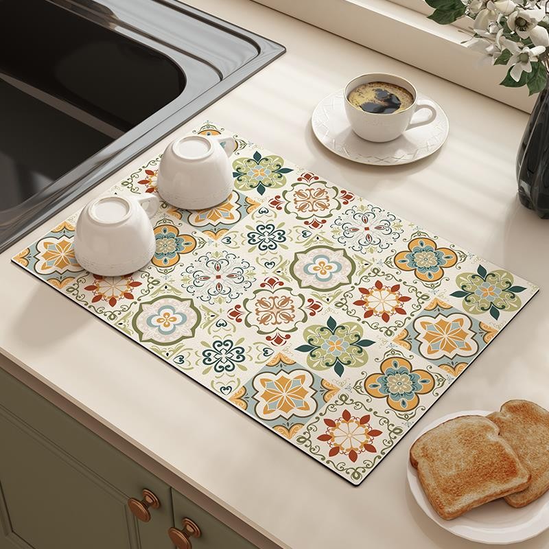 厨房沥水垫餐垫杯垫碗盘吸水垫台面隔热垫咖啡吧台垫速干防烫欧美