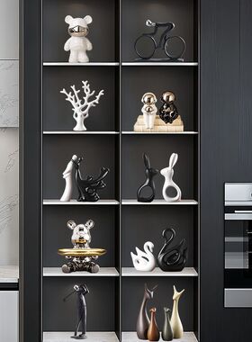 轻奢高档新款电视柜客厅摆件乔迁高端大气上档次酒柜玻璃柜装饰品