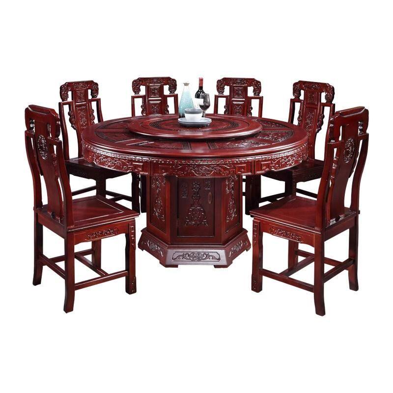 全实木餐桌椅组合圆形带转盘中式饭店家用实木大圆桌10人吃饭桌子,住宅家具,板木餐桌,淘宝优惠券,粉丝福利购,淘宝优惠卷