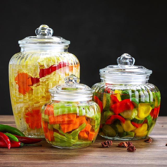 常青藤玻璃泡菜坛子厨房密封罐透明大号玻璃瓶调料茶叶腌菜坛子