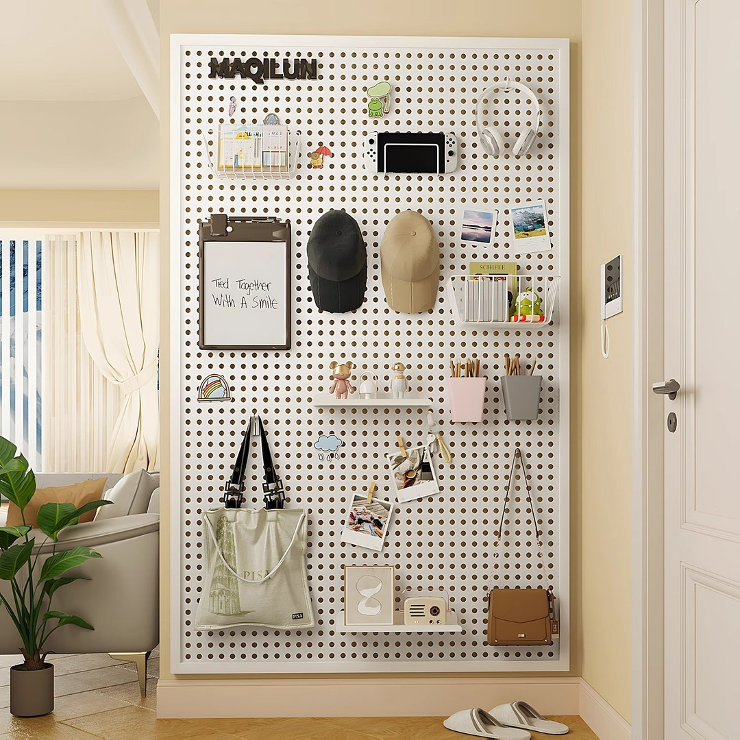 洞洞板收纳墙平价替代门后挂墙置物架定制金属货架免打孔桌面收纳