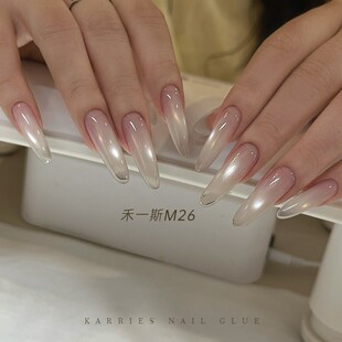 禾一斯新品显白冰晶果冻玻璃珠猫眼冰透珠光爆闪美甲罐装甲油胶