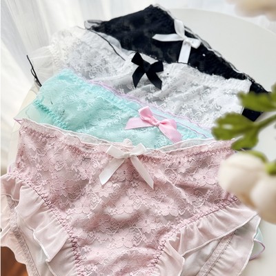 2025新款女士中高腰蕾丝大码内裤网红爆款性感舒适透气120-220斤