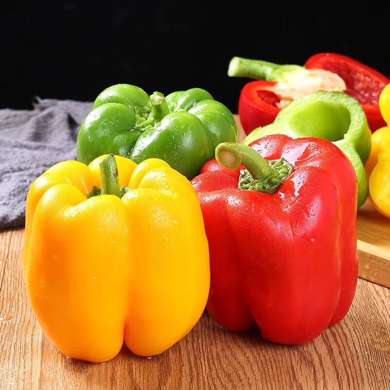 新鲜现摘甜椒水果彩椒水果椒生吃不辣灯笼椒红椒黄椒圆椒果蜜康