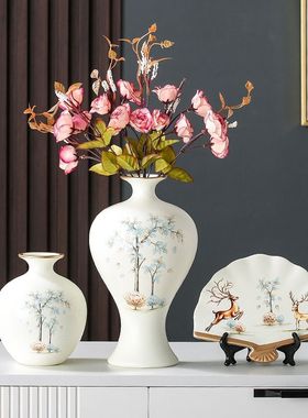 入户玄关装饰品喜庆摆件红浆果花瓶摆件家居饰品客厅电视柜装饰品