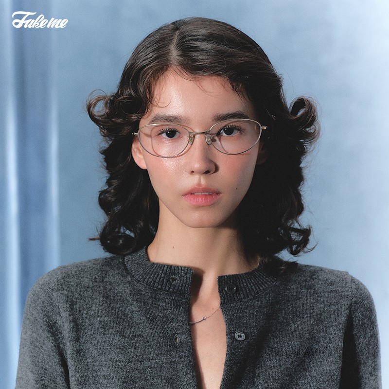 Fakeme（达人专属）中国限定钛金属椭圆框素颜镜光学镜架女 Fade