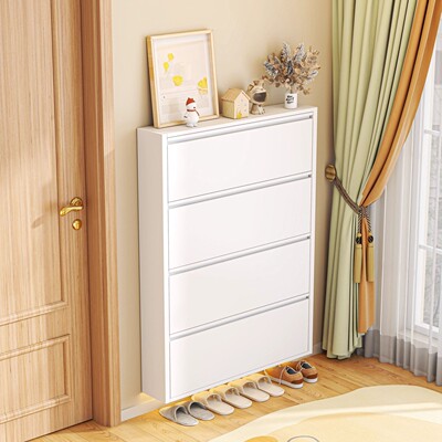 10cm超薄钢制翻斗鞋柜一体靠墙小户型家用入户极窄鞋架门口玄关柜