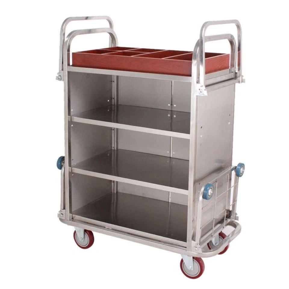 布草车酒店宾馆客房服务车不锈钢推车单边双边房口车清洁车工作车