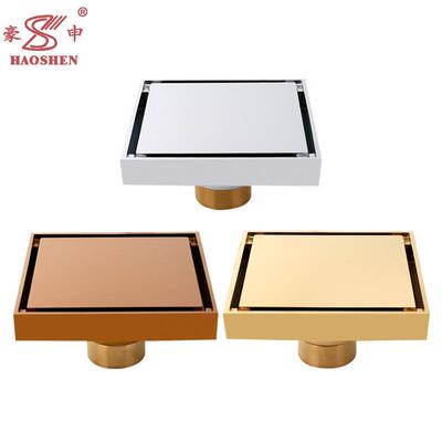 豪申供应2020新款12x12隐形地漏家用地漏玫瑰金镀铬银地漏