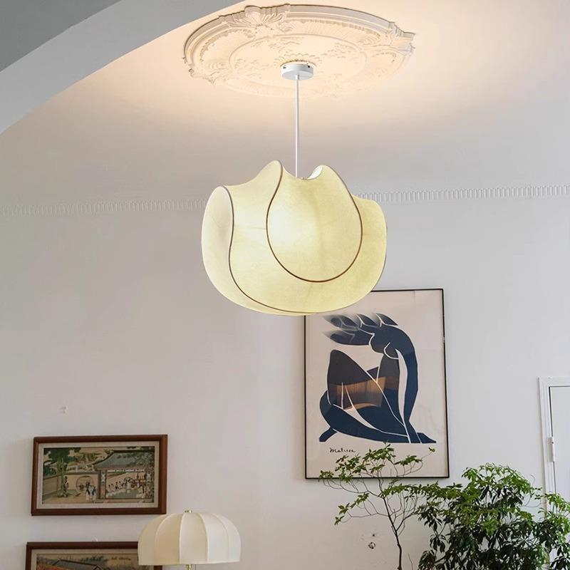 日式中古奶油风餐厅吊灯设计师客厅卧室民宿创意个性艺术蚕丝吊灯