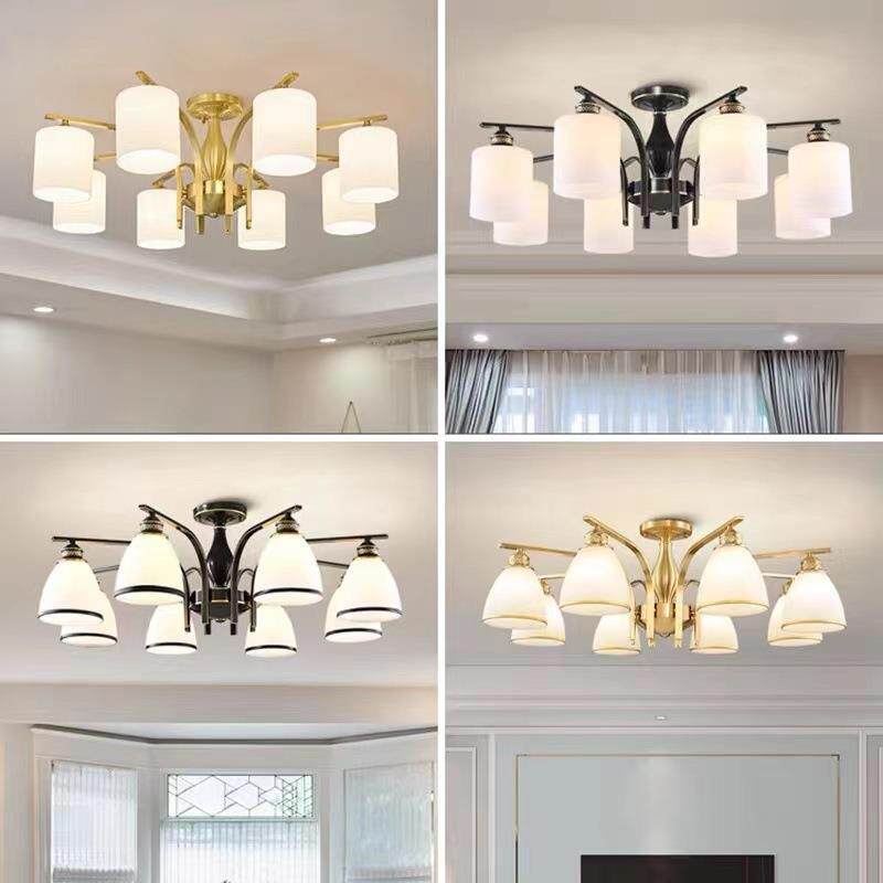 美式客厅吸顶灯轻奢简约大气卧室灯简欧温馨餐厅书房全铜灯具