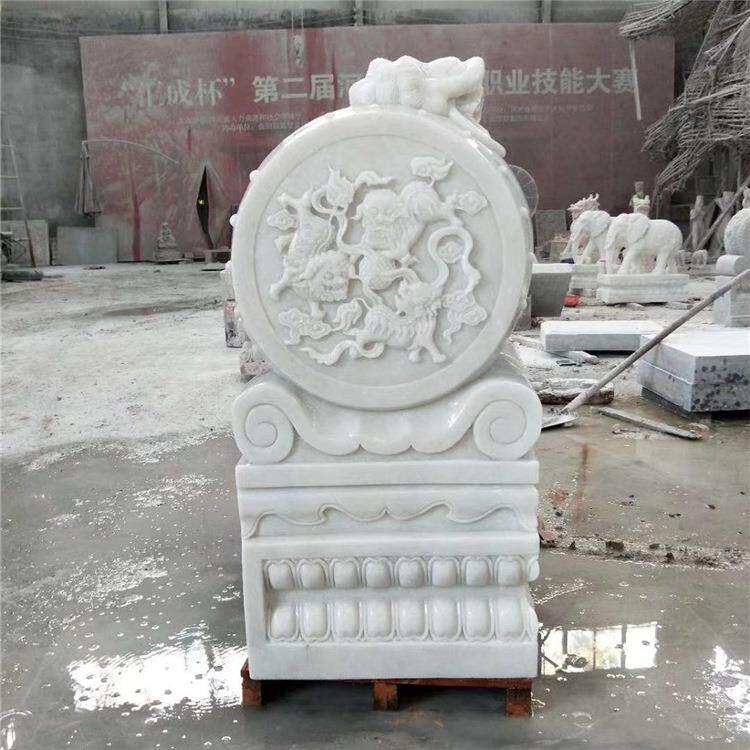 石雕门墩抱鼓石一对汉白玉门墩家用门鼓石鼓庭院摆件