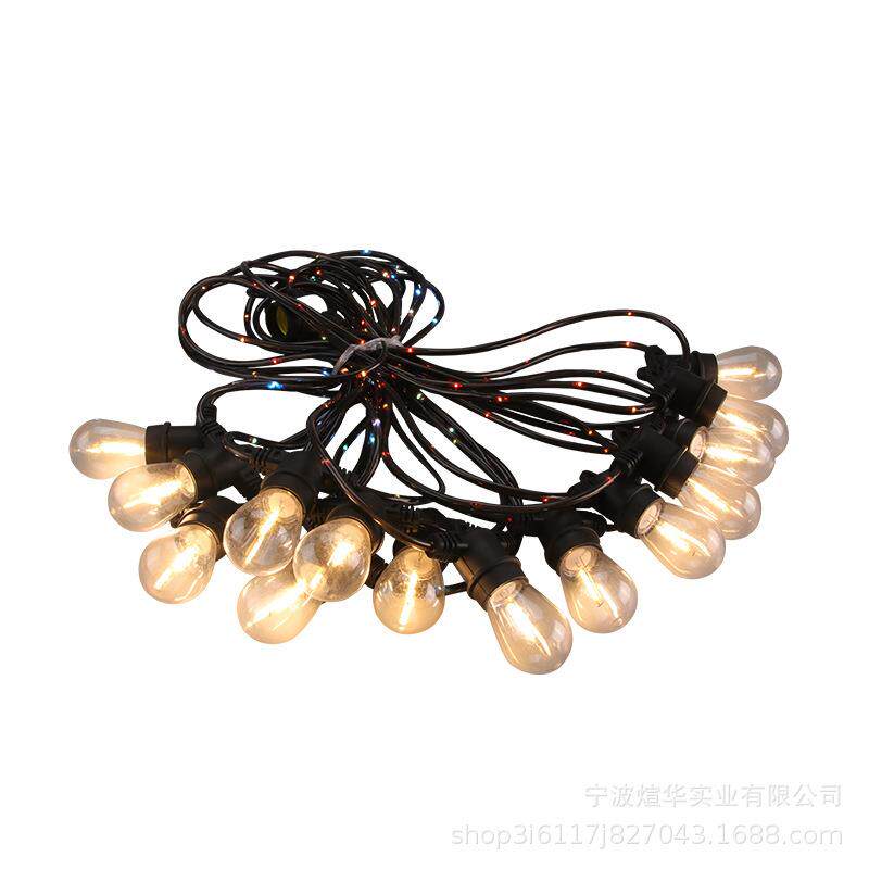 供应LED灯串线E27灯泡彩色线点缀星光10-100米灯串室外可更换