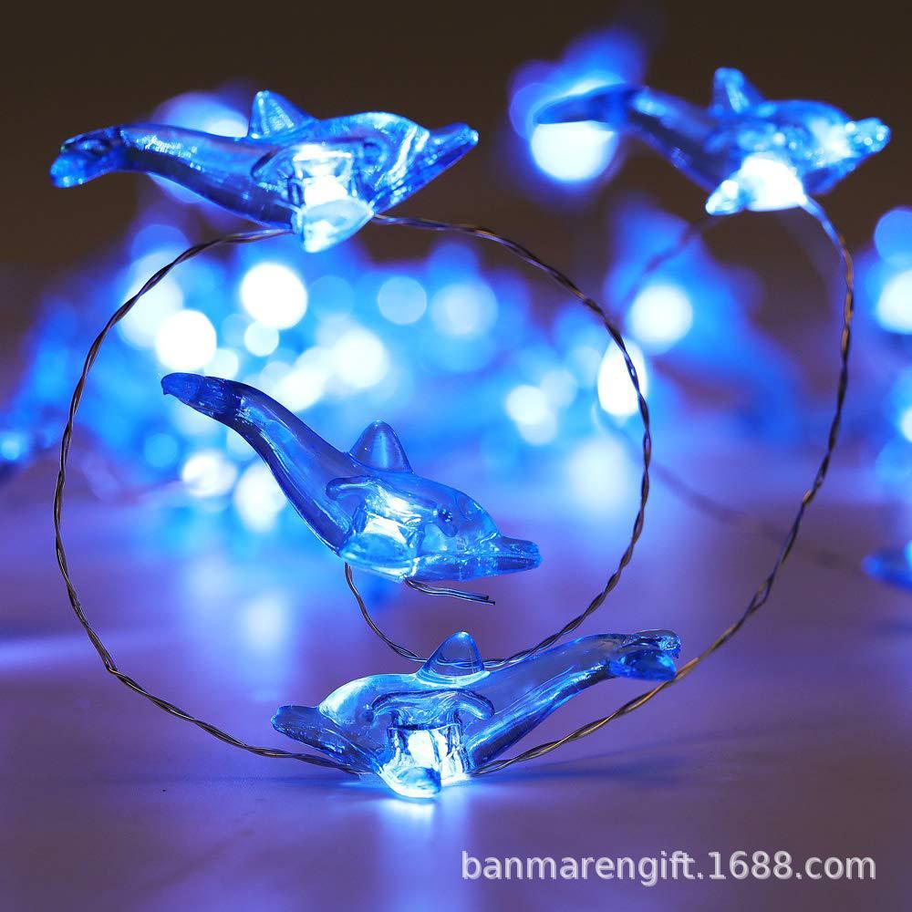户外灯饰40LED灯串防水发光海洋生物圣诞造型灯海豚造型灯