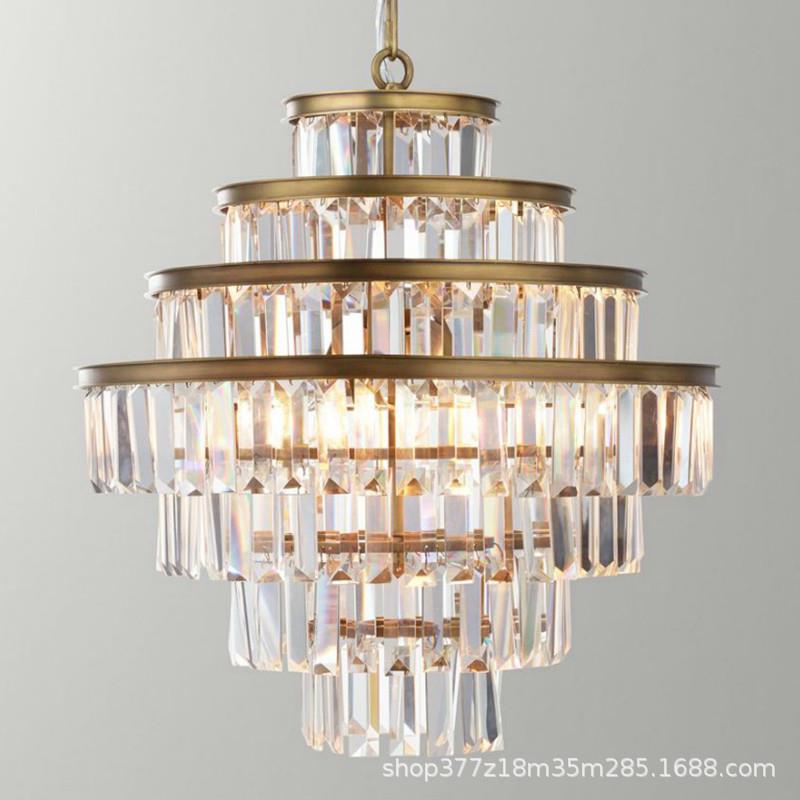 RH美式简约儿童房水晶吊灯北欧个性现代创意别墅卧室餐厅圆形吊灯