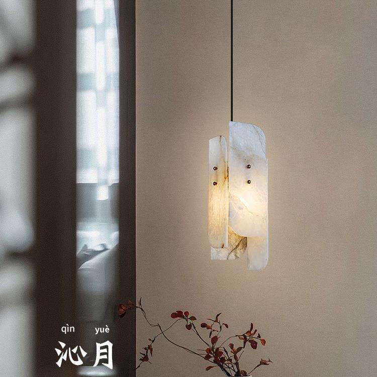 新中式云石小吊灯现代简约客厅餐厅灯中国风卧室床头创意装饰吊灯