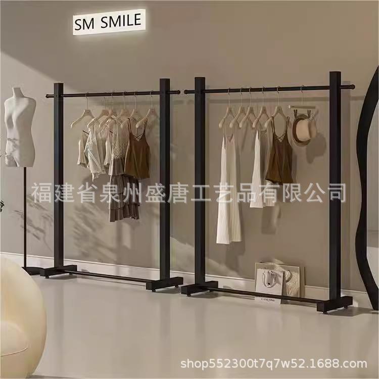 高档新款服装店展示架落地式黑色简约衣服架子男女装店货架陈列架