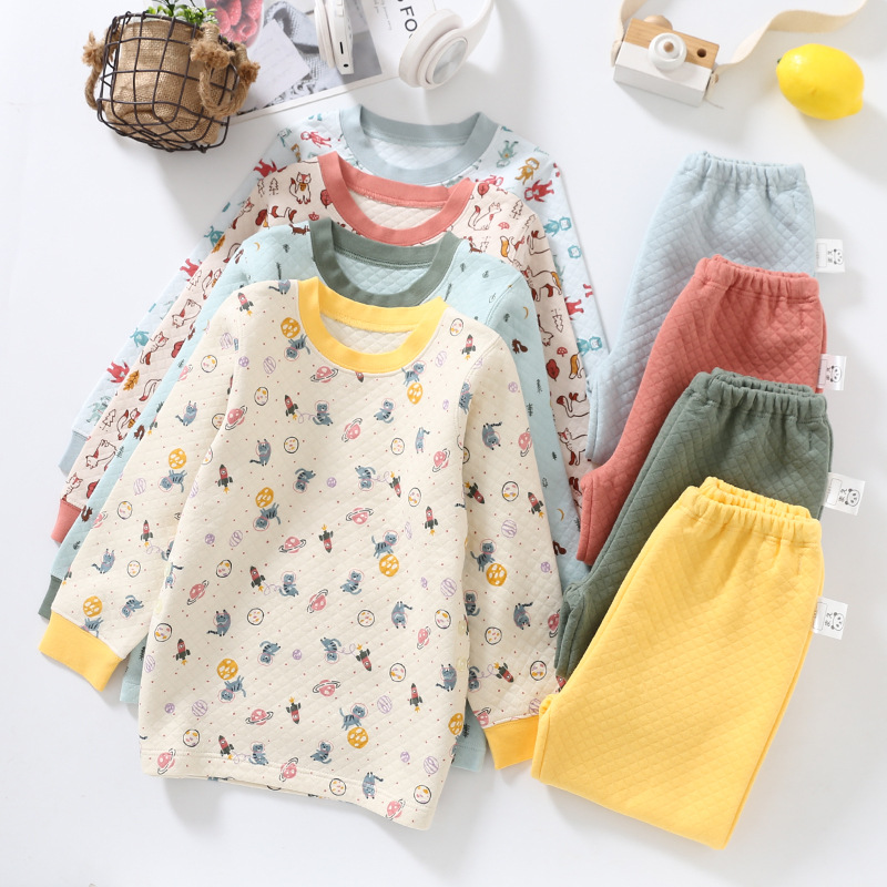 社本西松屋儿童全棉内衣套装男女童空气棉宝宝家居服春秋保暖新款