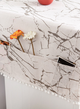 冰箱防尘罩单开对开门冰箱盖布白色大理石印花洗衣机盖巾直销