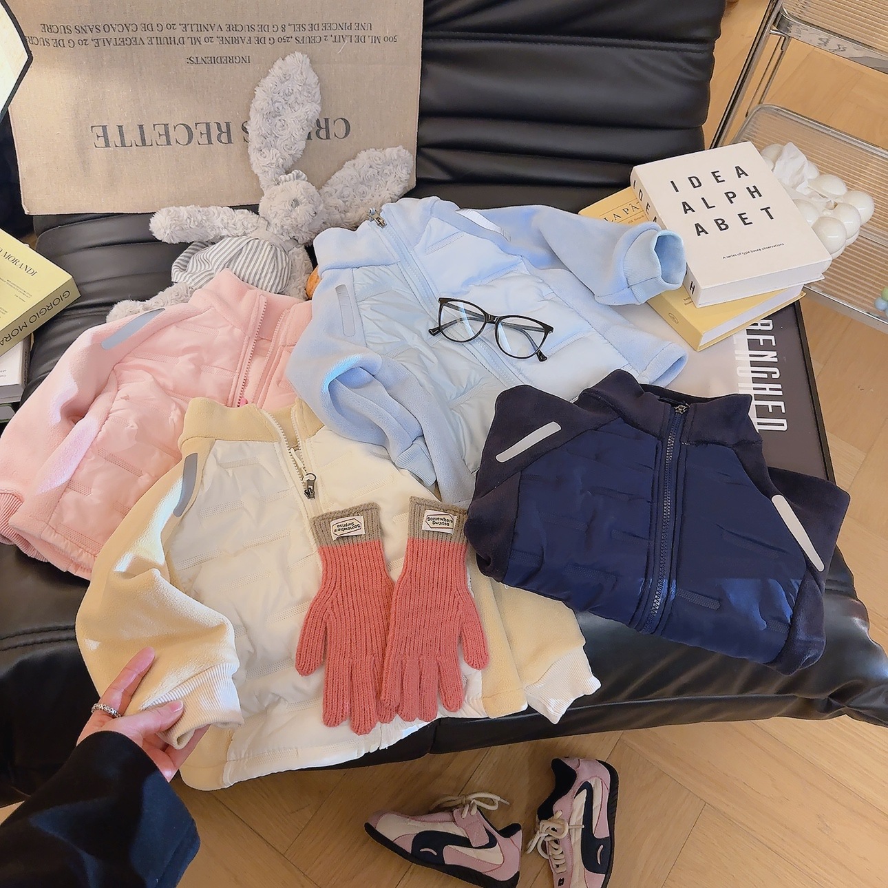 儿童棉服上衣新款秋冬季女童奥粒绒外套男童轻薄加绒保暖校服