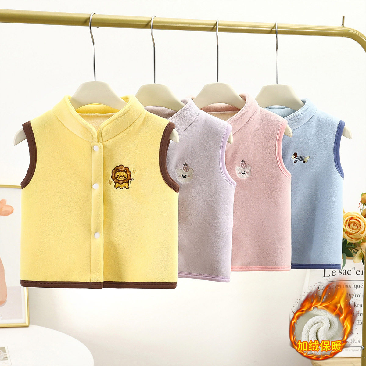 儿童马甲秋冬季新款加绒 宝宝外套男童保暖背心女童加厚坎肩童装