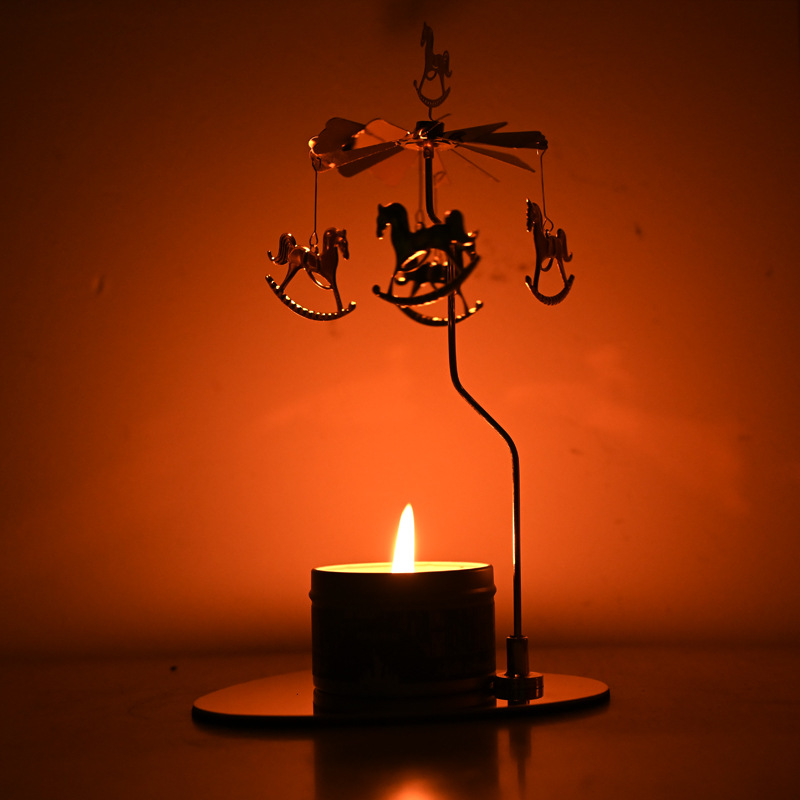 家用走马灯旋转烛台香薰蜡烛杯烛光晚餐节日道具香氛节日装饰