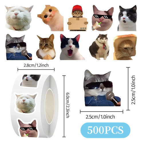 2000贴meme小猫表情包贴纸网络趣味抽象梗图搞笑装饰手账素材贴画