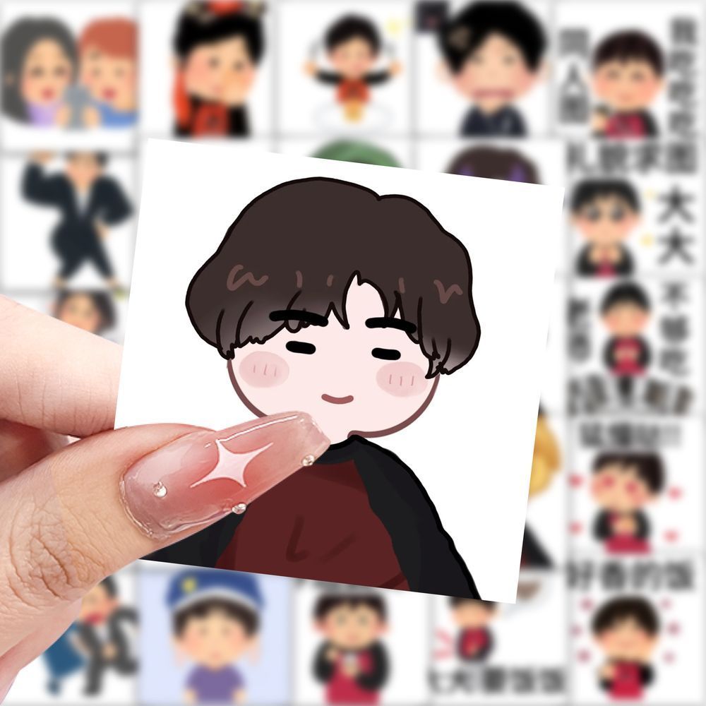 爆款桃黑黑Q版表情包贴纸搞笑创意抽象diy手机手账水杯防水贴画