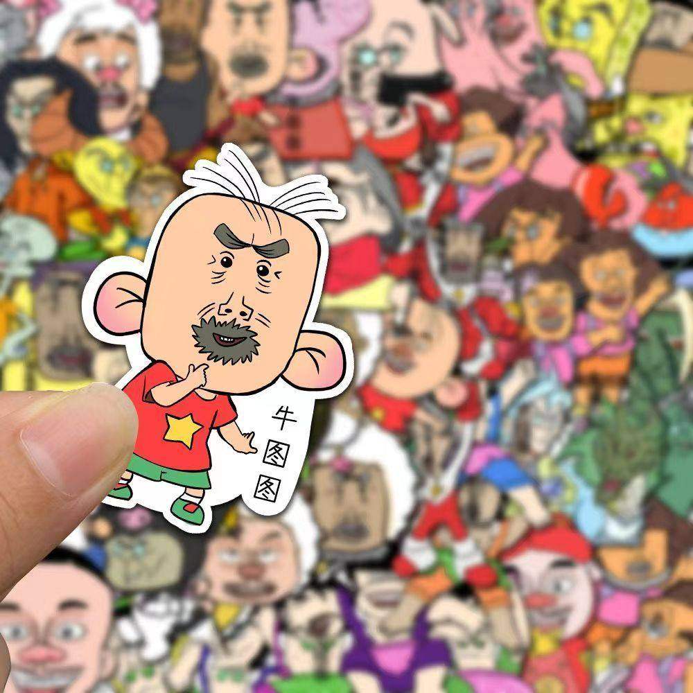 124张卡通人物贴纸搞怪小玩意原创个性ins动漫人物手机壳ipad贴画