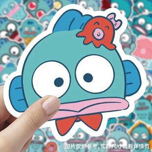 180张卡通可爱半鱼人贴纸丑鱼汉顿动漫涂鸦手绘ipad滑板diy装饰贴