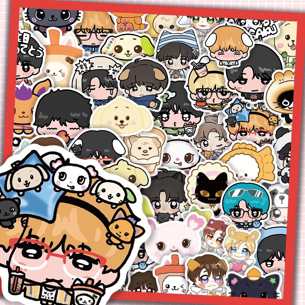 180张Q版nctwish高颜值明星Q版周边可爱卡通贴纸周边手账手机diy