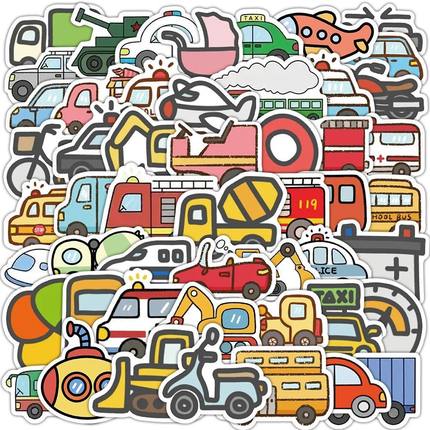 卡通小汽车贴纸交通工具可爱创意插画贴图diy手机电脑笔记本装饰