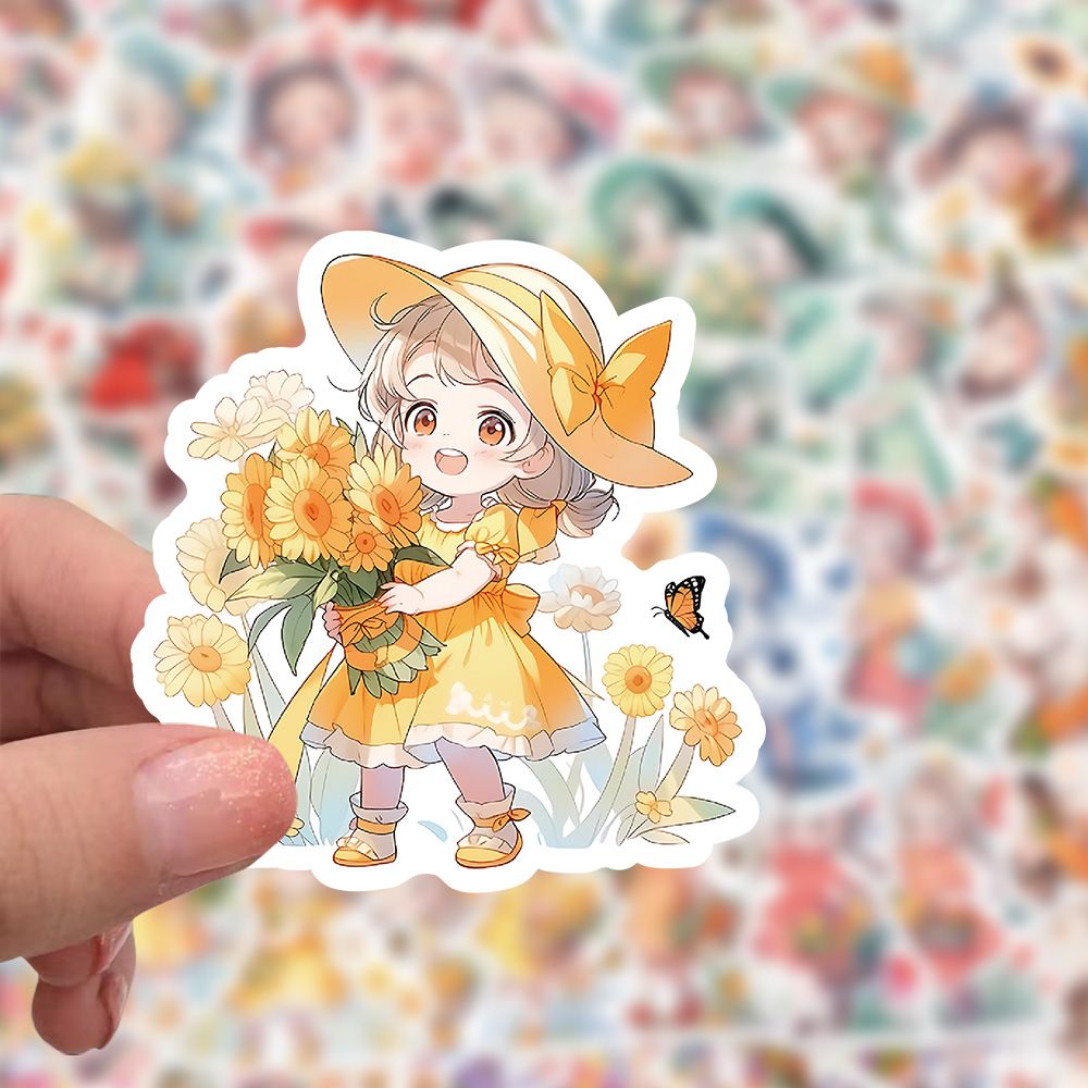 120张纽扣少女卡通可爱贴纸