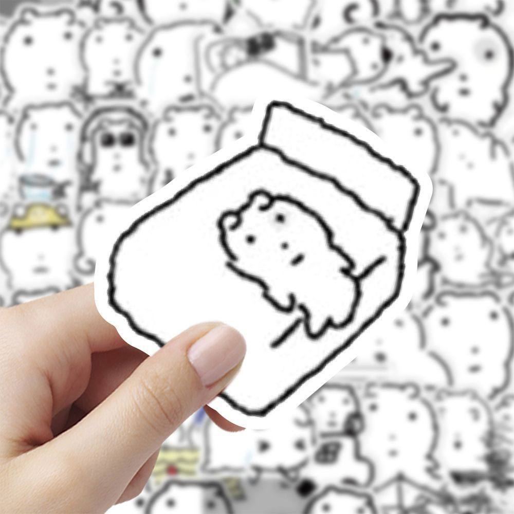 180张肿眼泡猫简笔画表情包贴纸黑白卡通素材贴画手机手账diy贴纸