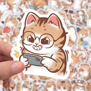 126张打工猫日常贴纸卡通可爱趣味猫猫diy手账笔记本电脑贴画防水