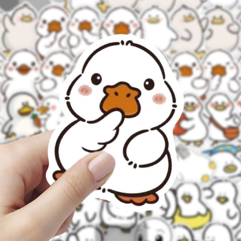 120张小鸭子简笔画贴纸可爱卡通手账装饰桌面防水diy防水手机贴画
