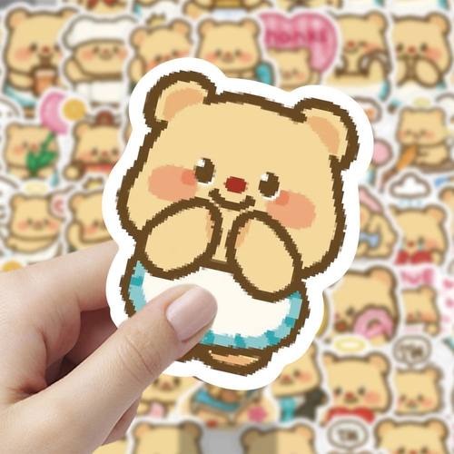 120张像素黄油小熊贴纸卡通可爱表情创意周边桌面手机diy装饰贴画