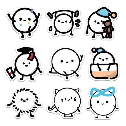 新款不知豆贴纸卡通可爱呆萌趣味贴画diy水杯电脑笔记本装饰图