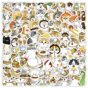 饰水杯贴画 猫咪小插画卡通宠物头像装 102张可爱小猫贴纸 呆萌个性