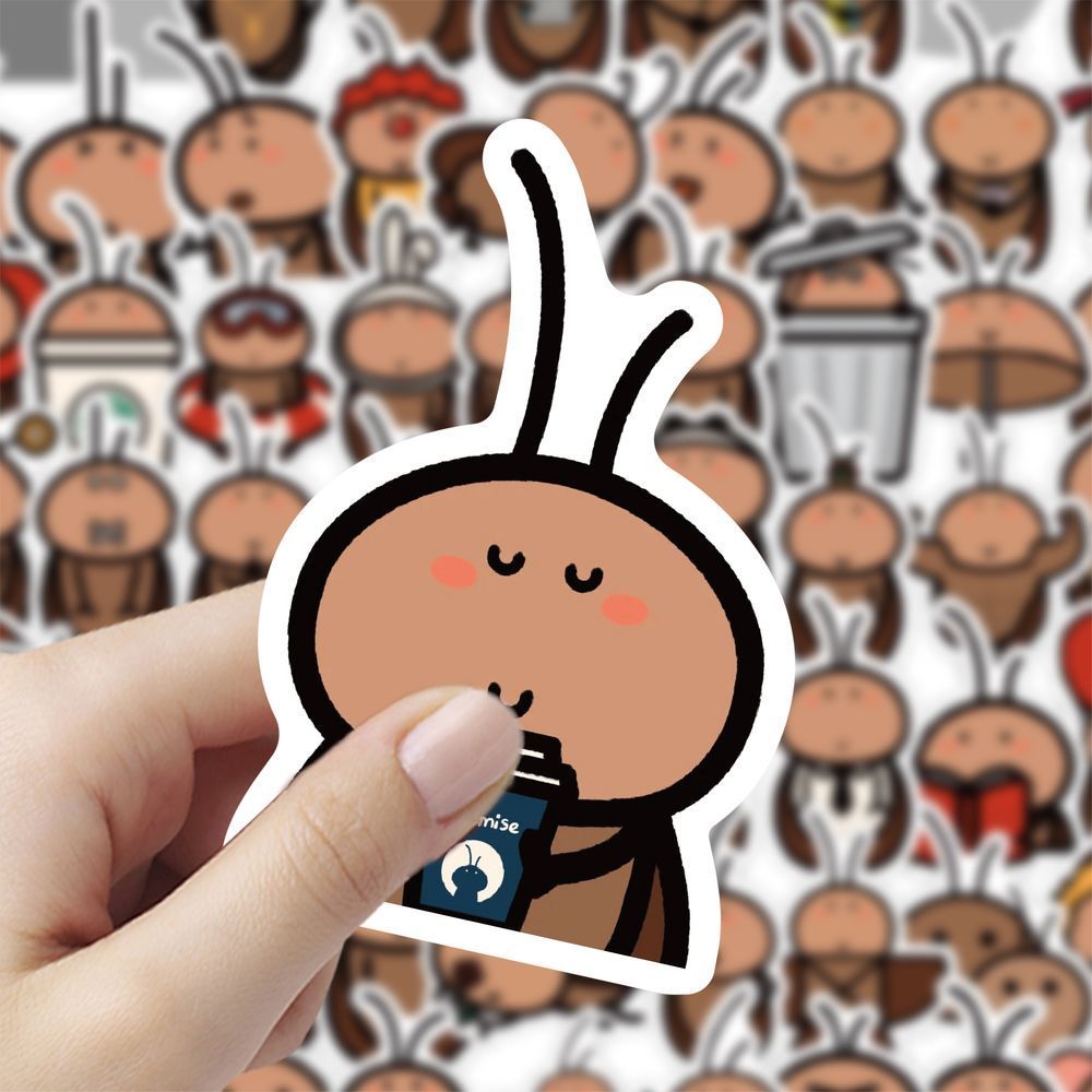 新款可爱小蟑螂防水贴纸趣味表情包创意手机手账桌面diy装饰贴画