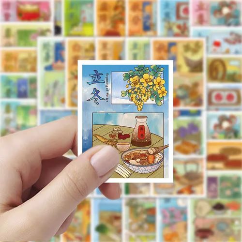 二十四节气插画贴纸创意装饰