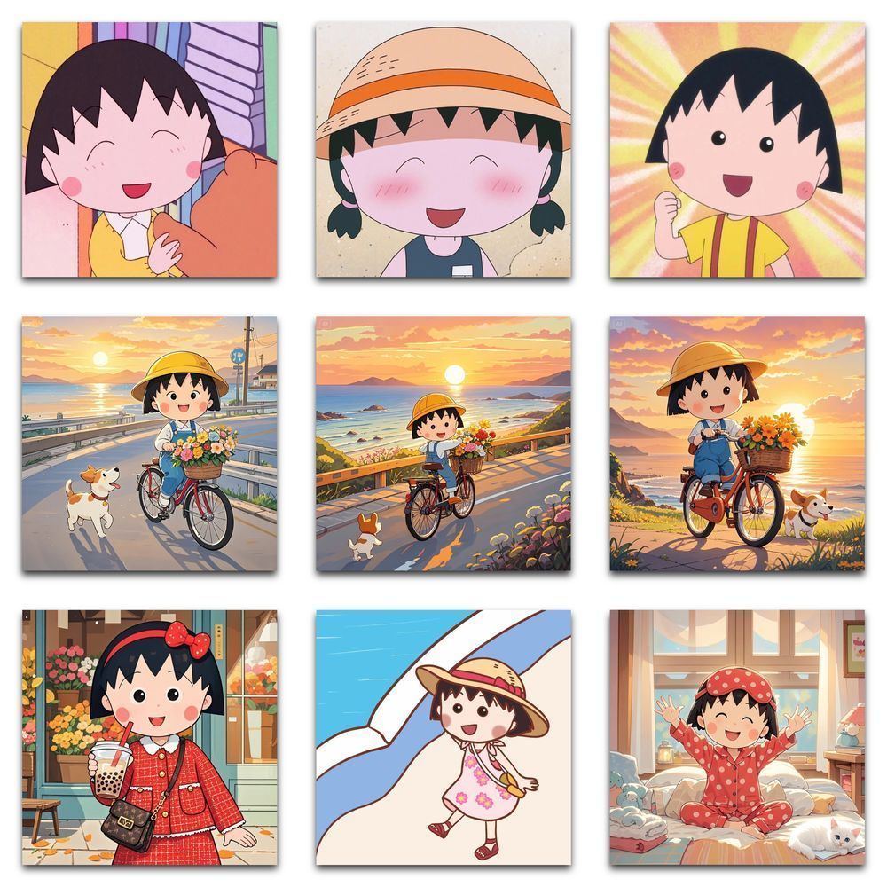 樱桃小丸子贴纸卡通可爱动漫人物装饰手机壳笔记本电脑防水贴画