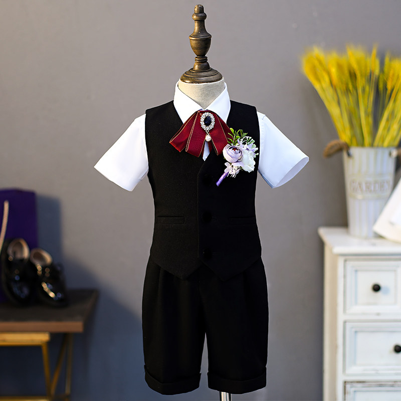 儿童西装套装男童礼服马甲2021夏季花童正装小主持服装钢琴演出服