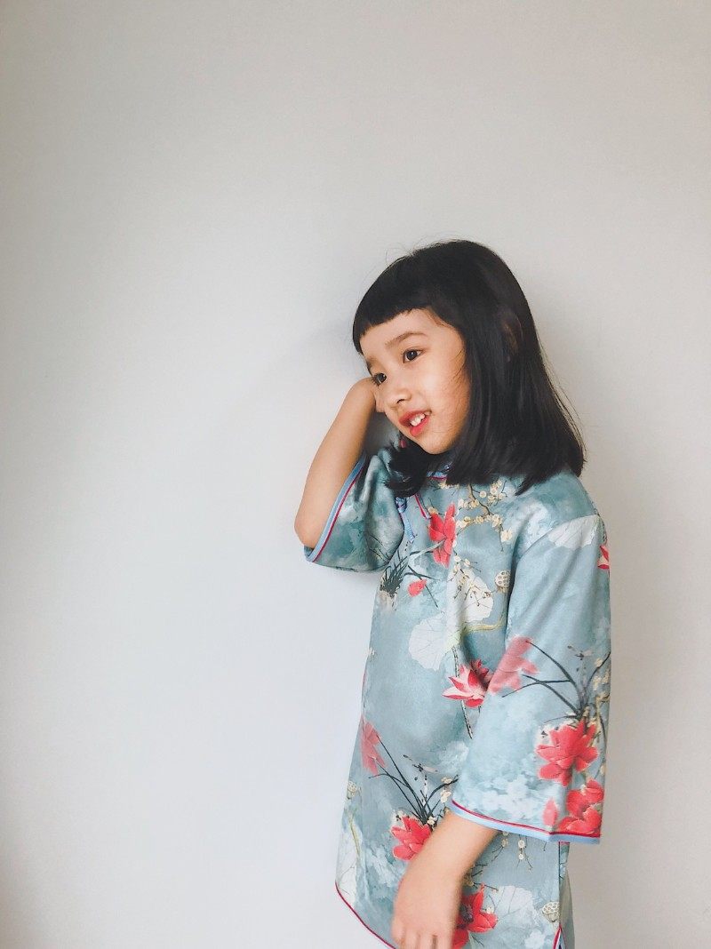 女童旗袍春秋新款中式连衣裙2021年国潮改良版红色长袖裙子过年