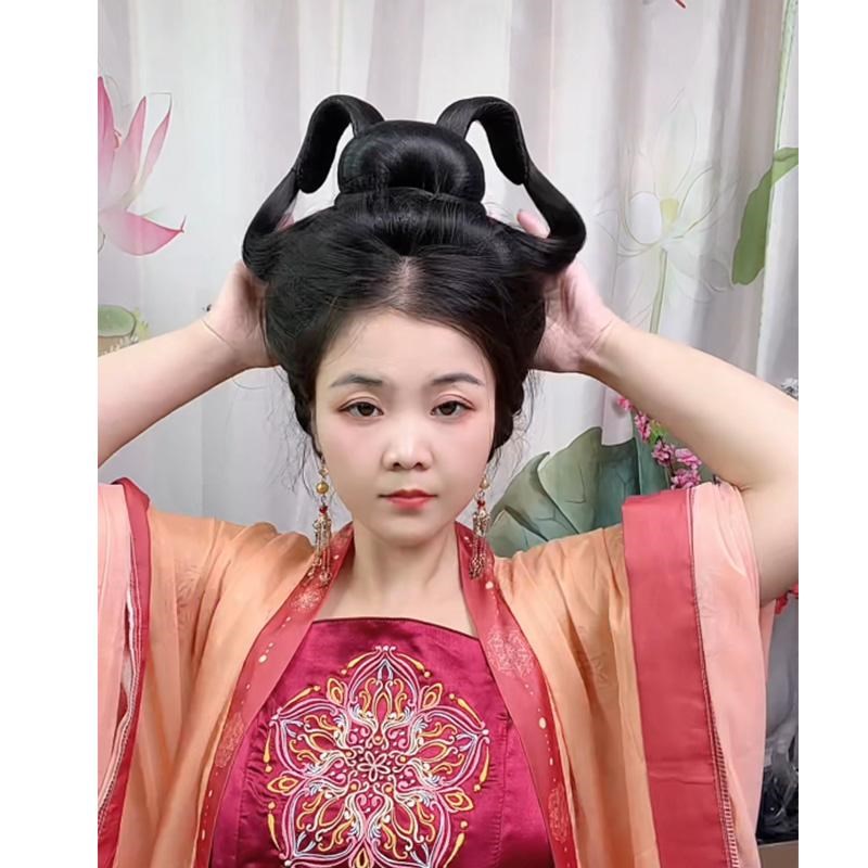 汉服头饰假发古风一体式假发包魏晋风曲裾发型发髻古装发包盘发
