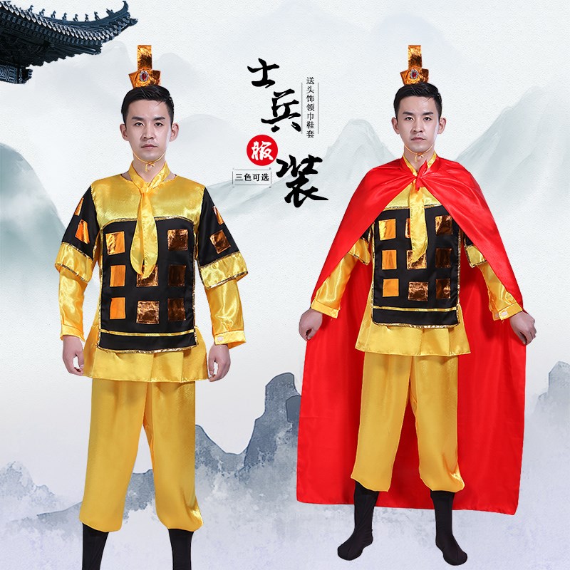 古代士兵服演出服男岳家军兵马俑将军盔甲汉服儿童满江红朗诵团服