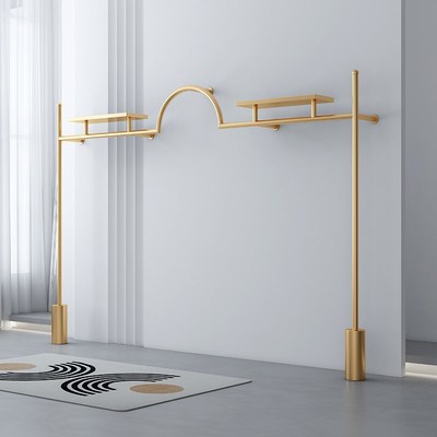 服装店展示架不锈钢钛金挂衣服架子女装店上墙壁挂式衣服陈列货架