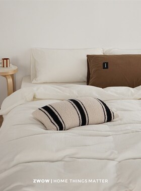 造卧zwow秋季侘寂风北欧白色立体提花3层空气层A类床单床笠四件套