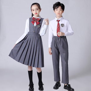儿童大合唱演出服装男女童六年级中小学生朗诵比赛演讲班服英伦风
